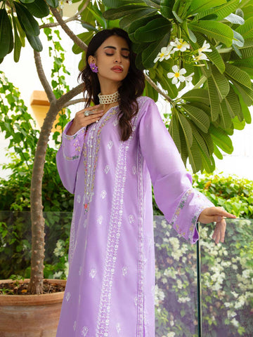 Lavender (Lilac) – Embroidered 2-Piece Cotton Lawn Outfit For Women